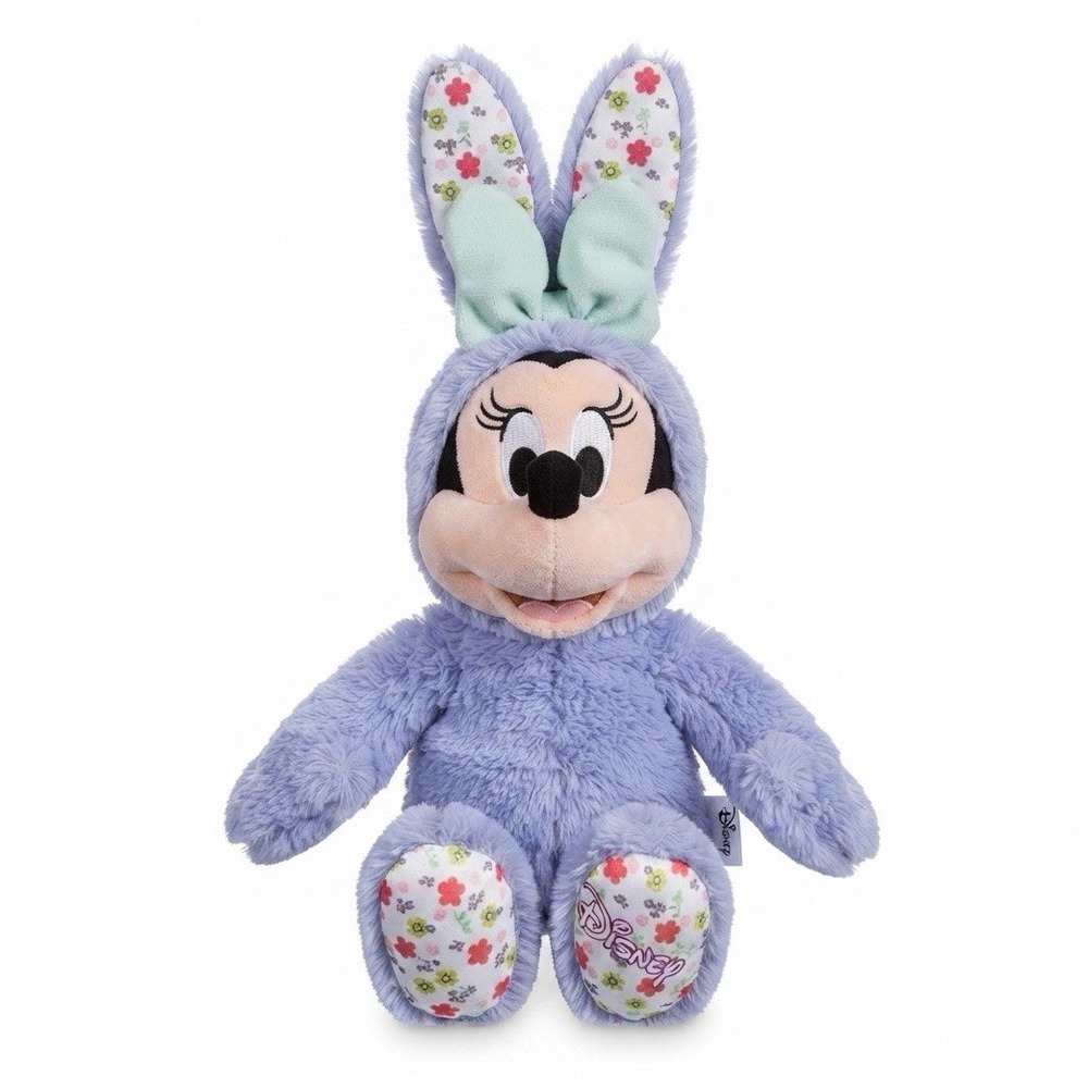 Disney Store Minnie Mouse Easter Bunny 14" Plush Blue Floral Toy Stuffed Animal